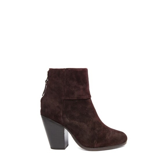 Rag & Bone Newbury Burgundy Suede Leather Ankle Block Heel Booties Sz 37.5 (7.5) - Picture 2 of 10